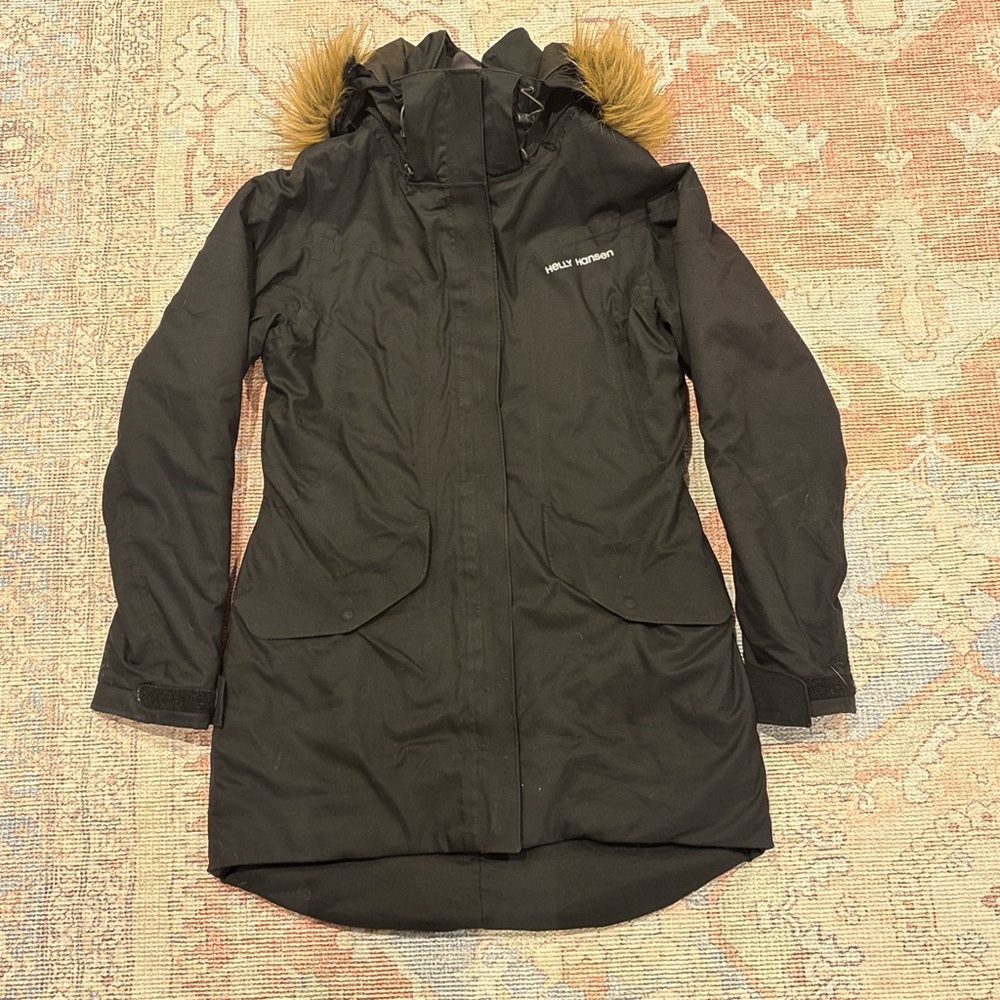 Helly Hansen Black Women's Ski Jacket with Fur Trim